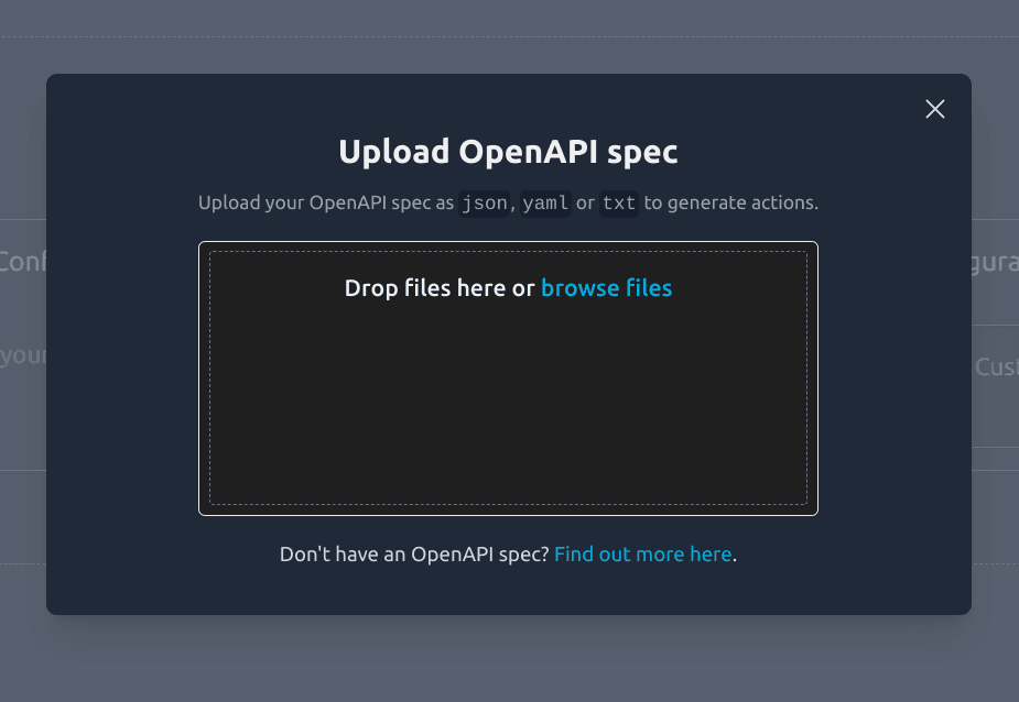 Upload API spec