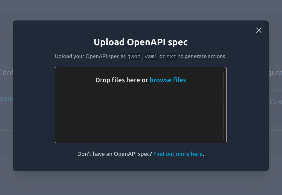 Upload API spec